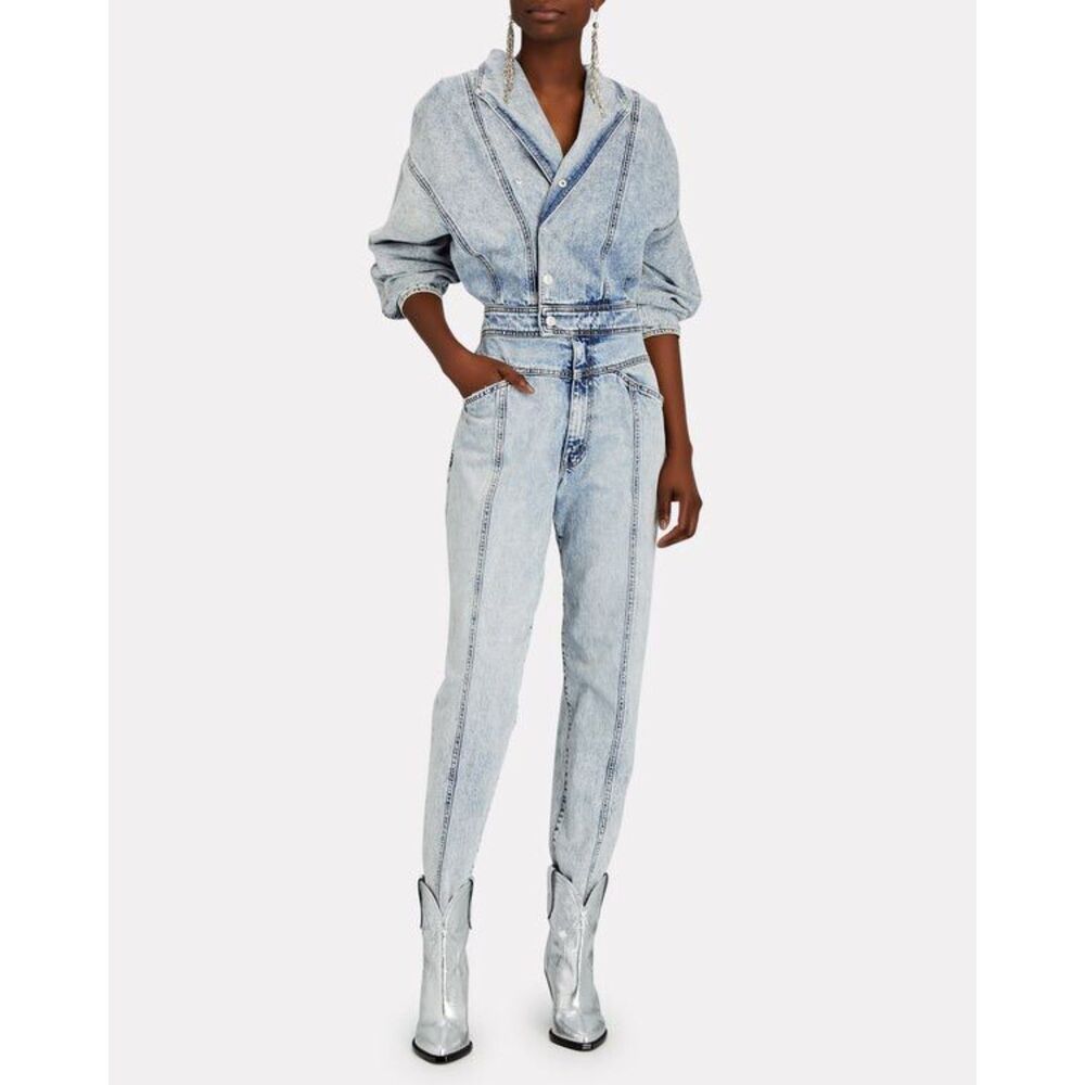 Mother Superior Big Time Denim Light Wash Jumpsuit, Size M